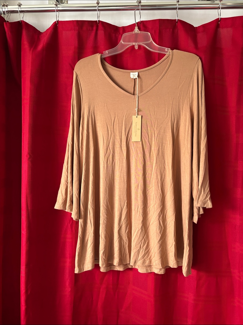 Studio Relaxed Scoop Neck Tunic in Camel Tan